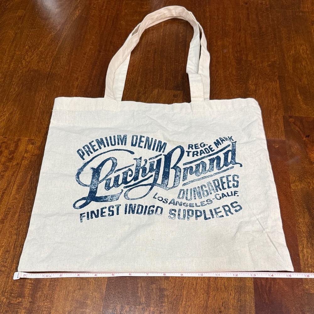 Lucky Brand Cream Tote with Blue Logo